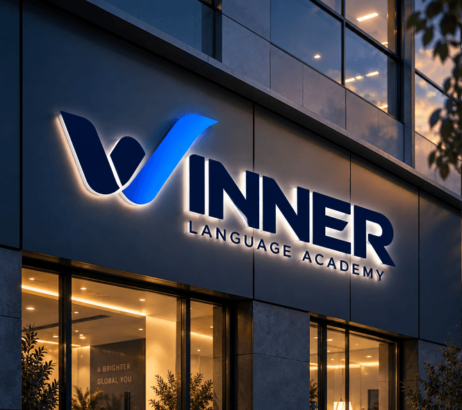 Winner Language Academy campus at night